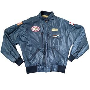VTG 90's Women's Scule Auto Competition Design USA Flight Jacket Americana Sz M